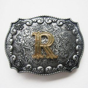 R Cowboy Men‘s Zinc alloy Leather Belt Buckle